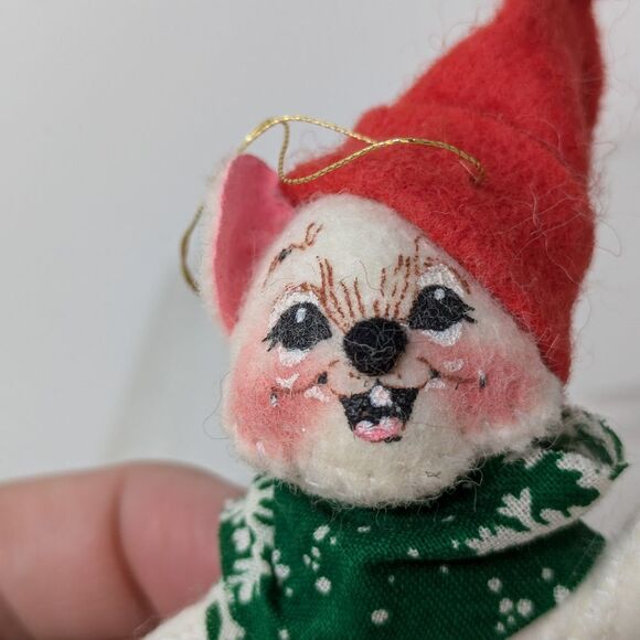 Annalee Mouse Skiing green scarf Christmas Ornament 1994, 4" - Picture 11 of 12